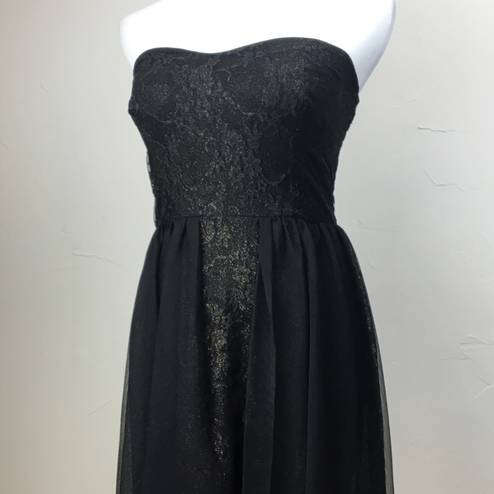 LF YOU black gold strapless sheer overlay dress - Picture 2 of 8